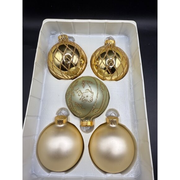 Vtg. Designer Studios Handcrafted Glass Christmas Ornaments Set Of 5 in Box - Picture 3 of 5